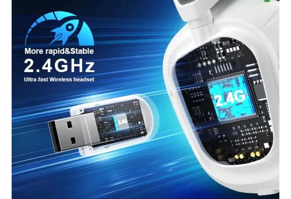 Skapendy VK84 Wireless Gaming Headset, 2.4GHz & Bluetooth, 50H‎ Battery